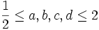 \frac{1}{2}\leq a,b,c,d\leq 2