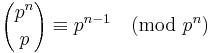 {p^n \choose p} \equiv p^{n-1} \pmod {p^n}