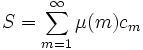 S = \sum_{m=1}^\infty \mu(m)c_{m}